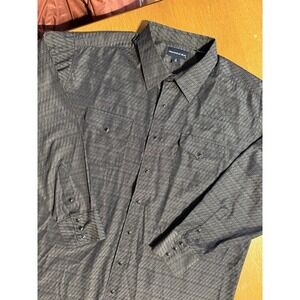 Panhandle Slim Western Shirt Black Diagonal Stripe Pearl Snap 18/36 2XLT